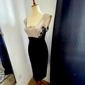 Karen Millen Silk Embroidered Pencil Corset Dress